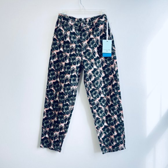 Rachel Comey 4, 12 Animal Print High Rise Denim Olive, Pink Cotton Jeans Target - Picture 4 of 12